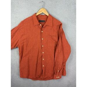 Riggings Shirt Mens XL Orange Linen Cotton Long Sleeve Button Front Casual Mens